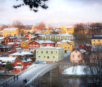 view of colorful houses in the city of porvoo finland