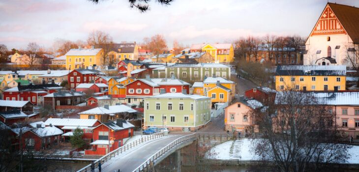 view of colorful houses in the city of porvoo finland